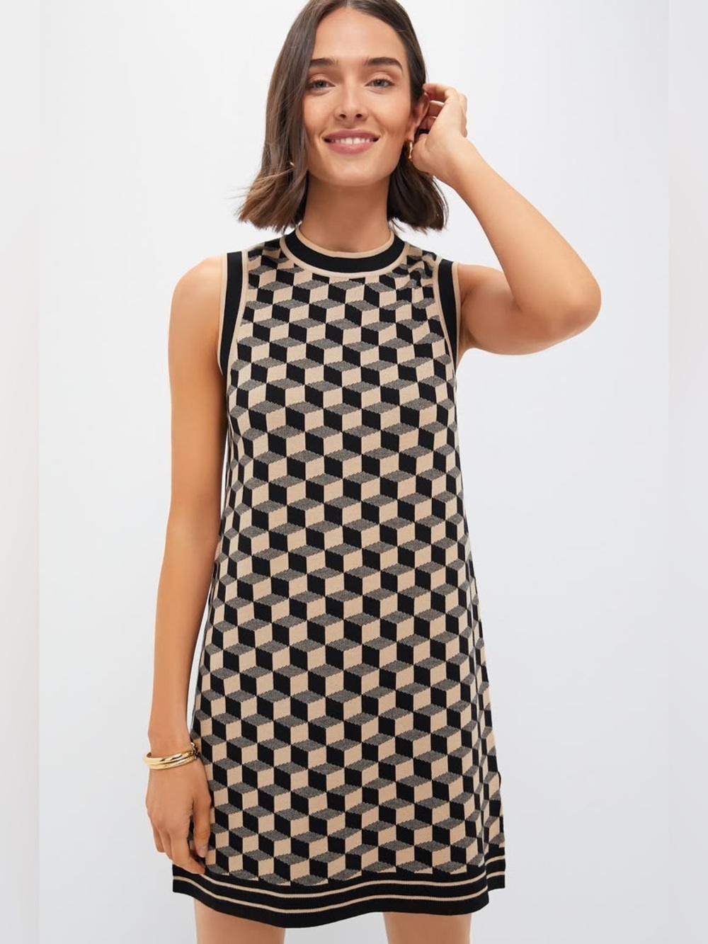 Tuckernuck Onyx and Camel Knit Geo Marie Dress size medium